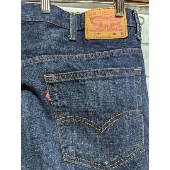 Levi Strauss & Co. Men's Blue Dark-Wash Mid-Rise Straight-Leg Denim Jeans Size 4 - Picture 2 of 8